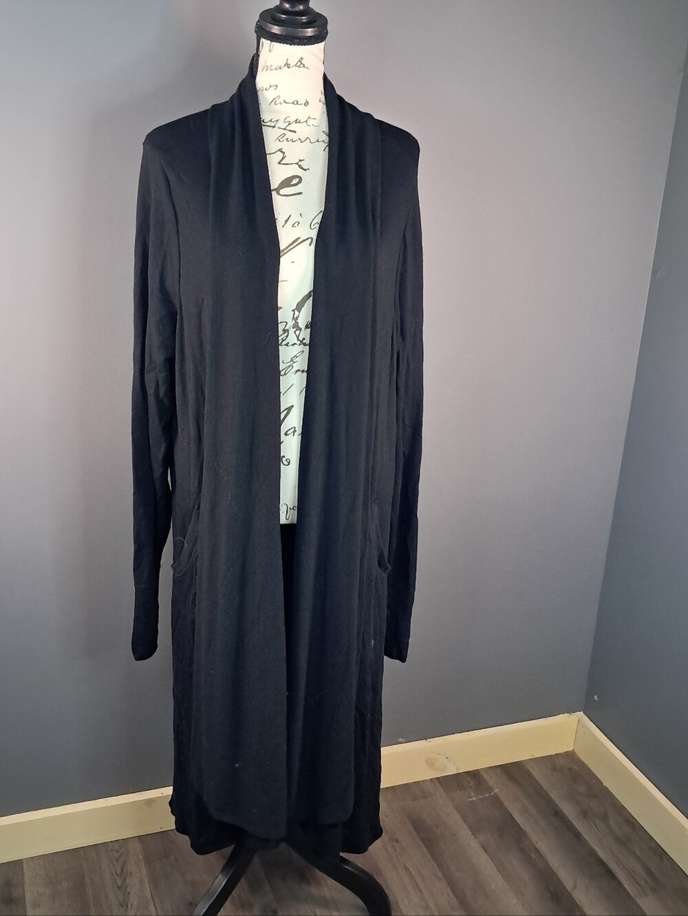 Athleta Womens Cardigan Pranayama Long Wrap Black Size 1X Pockets